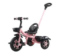 YINTMI Children Folding Tricycle, Suitable From 10 Months - 6 Years Baby, Large Baby Stroller, Pushchair, Lightweight Pedal Bike, Walking Bike, Hand Push Explosion-proof Titanium Air Wheel (Pink)