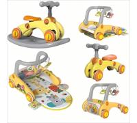 YINTMI Children's Walker, Suitable for Babies Aged 0-3 Years, 7-in-1 Pedal Bike, Pushchair, Balance Board Infant Walking Toy, Multi-Functional Push-Ride Walking Aid, English Box (Animal Concert)