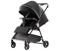 YINTMI Lightweight Folding for Sitting or Lying Down Pushchair, Suitable from 0-3 Years Baby, Small Baby Stroller, Four-Wheeler Trolley, Can Sit or Lie Down Flat (Black)