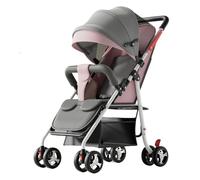 YINTMI Lightweight Folding for Sitting or Lying Down Pushchair, Suitable from 0-4 Years Baby, Large Baby Stroller, Four-Wheeler Trolley, Pull Over on Both Sides (Pink)