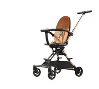 YINTMI Lightweight Folding for Sitting or Lying Down Pushchair, Suitable from 0-6 Years Baby, Large Baby Stroller, Four-Wheeler Trolley (Black-Orange)