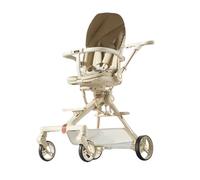 YINTMI Lightweight Folding for Sitting or Lying Down Pushchair, Suitable from 0-6 Years Baby, Large Baby Stroller, High-Visibility Four-Wheeler Trolley, Champagne Gold