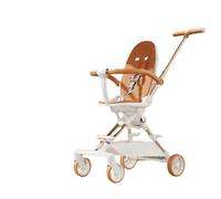 YINTMI Lightweight Folding for Sitting or Lying Down Pushchair, Suitable from 0-6 Years Baby, Large Baby Stroller, Four-Wheeler Trolley (White-Orange)