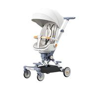 YINTMI Lightweight Folding for Sitting or Lying Down Pushchair, Suitable from 0-6 Years Baby, Large Baby Stroller, Four-Wheeler Trolley (White)