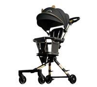 YINTMI Lightweight Folding for Sitting or Lying Down Pushchair, Suitable from 5 Months - 6 Years Baby, Large Baby Stroller, Four-Wheeler Trolley (Black)