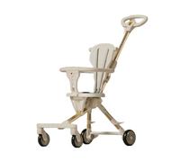 YINTMI Lightweight Folding for Sitting or Lying Down Pushchair, Suitable from 5 Months - 6 Years Baby, Large Baby Stroller, Four-Wheeler Trolley (Beige)