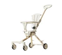YINTMI Lightweight Folding for Sitting or Lying Down Pushchair, Suitable from 6 Months - 3 Years Baby, Small Baby Stroller, Four-Wheeler Trolley (Beige)