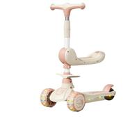 YINTMI Multi-functional Children's Scooter, Suitable From 2-10 Years Baby, Sitting and Riding Pedal Three in One Baby Tricycle, Benched Hummer Wheel Music Lighting (Pink)