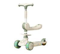 YINTMI Multi-functional Children's Scooter, Suitable From 2-10 Years Baby, Sitting and Riding Pedal Three in One Baby Tricycle, Benched Hummer Wheel Music Lighting (Green)