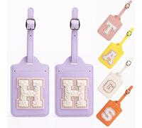 Yintry 26 Letter PU Leather Luggage Tags Privacy Protection with Name ID Card Quickly Spot Luggage, Bags and Suitcases Waterproof Travel Essentials,2 Pack