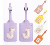 Yintry 26 Letter PU Leather Luggage Tags Privacy Protection with Name ID Card Quickly Spot Luggage, Bags and Suitcases Waterproof Travel Essentials,2 Pack