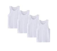 Yintry Boys Round Neck Vests Underwear Kids Soft Cotton Tank Tops Children Plain White or Print Undershirts for 2-10 Years