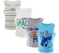 Yintry Boys Round Neck Vests Underwear Sleeveless Breathable T-Shirt Kids Soft Cotton Tank Tops Children Plain White or Print Undershirts for 2-10 Years