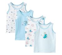 Yintry Boys Round Neck Vests Underwear Sleeveless Breathable T-Shirt Kids Soft Cotton Tank Tops Children Plain White or Print Undershirts for 2-10 Years
