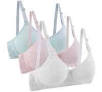 Yintry Cotton Teen Girl’s Sport Bra with Adjustable Detachable Strap Wire Free Training Bralette 3 Pack A-Cup