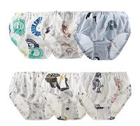Yintry Little Boys 100% Cotton Panties Kids Toddler Underwear White Soft Briefs Dinosaur Knickers (Pack of 6) (as8, age, 5_years, 6_years, Style 1, 5-6 Years)