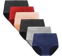 Yintry Underwear for Women High Waisted Knickers Stretchy Cotton Panties Slight Tummy Control Pants 6 Pack