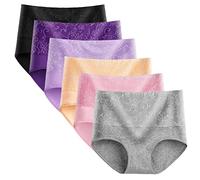 Yintry Underwear for Women High Waisted Knickers Stretchy Cotton Panties Slight Tummy Control Pants 6 Pack (L, Style2)