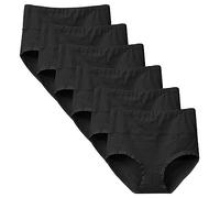 Yintry Underwear for Women High Waisted Knickers Stretchy Cotton Panties Slight Tummy Control Pants 6 Pack (L, 6Black)