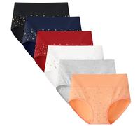 Yintry Underwear for Women High Waisted Knickers Stretchy Cotton Panties Slight Tummy Control Pants 6 Pack