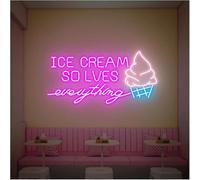 yinung Neon sign Soothing Ambiance Lamp Neon Signs Ice Cream Solve Everything Powered By, Adjustable Brightness(E,60cm)