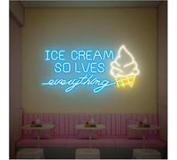 yinung Neon sign Soothing Ambiance Lamp Neon Signs Ice Cream Solve Everything Powered By, Adjustable Brightness(D,30cm)