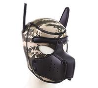 yinung Pup play mask Dog Head Masks Animal Full Face Head Mask Neoprene Material，for Halloween Cosplay Novelty Costume Performance Props Gifts (Color : Camouflage)