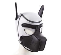 yinung Pup play mask Dog Head Masks Animal Full Face Head Mask Neoprene Material，for Halloween Cosplay Novelty Costume Performance Props Gifts (Color : White)