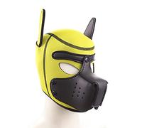 yinung Pup play mask Dog Head Masks Animal Full Face Head Mask Neoprene Material，for Halloween Cosplay Novelty Costume Performance Props Gifts (Color : Yellow)