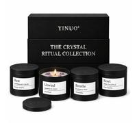 YINUO Crystal Mood Candle Gift Set, 4 Scented Candles, 185 g Each | 4 calming scents including White Tea, Sea Salt, Cashmere Woods & Bergamot Amber | Natural soy wax clean burn |
