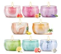 Yinuo Mirror Scented Candles Gift Set for Women, Pink Gifts Set for Her, 8% Essential Oil, 8 x 70 g Soy Wax Aromatherapy Home Scented Candles for Christmas, Mother's Day, Birthday, Valentine's Day