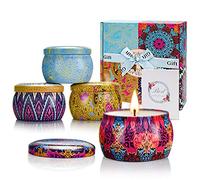 Yinuo Mirror Scented Candles Gifts Sets for Women, Soy Wax 4.4 oz Tin Aromatherapy Candles for Birthday Christmas Gifts with Strongly Fragrance Candles for Relaxing Stress Relief Spa Meditation