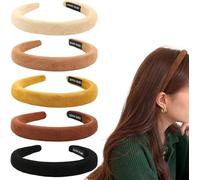 YINUOJIASHU 5pcs 0.8-Inch Velvet Thin Headbands ,Women And Girls Thin Hair Bands ,Non-Slip Soft French Retro Pressed Artificial Velvet Hair Accessories ,Comfortable Color Options