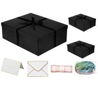YINUOYOUJIA 3 Pack Large Black Gift Box 16.5x13x5.5 inches,Black Boxes with Lids for Presents,Birthday,Valentine's Day,Mother's Day,Christmas,Anniversary.
