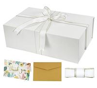 YINUOYOUJIA 3 Pack Large White Gift Box14x9x4.5 inches,Gift Boxes with Magnetic Closure Lid,Ribbon and Card,Present Box for Birthady Valentine's Day Mother's Day Christmas,Anniversary.