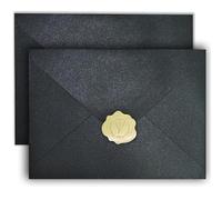 YINUOYOUJIA 50 PCS Pearl Black Envelopes A7,5 x 7 Black Shimmer Envelopes for Invitation,Perfect for Wedding Invitation Cards,Birthday RSVP Invite,5.25 x 7.25 inches