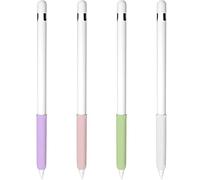 YINVA 4 PCS Grip Case Cover Sleeve Compatible with Apple Pencil (1st Gen, White+Pink+Purple+Green)
