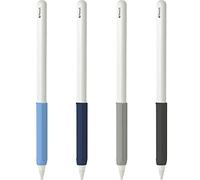 YINVA 4 PCS Grip Case Cover Sleeve Compatible with Apple Pencil (2nd Gen, Black+Blue+Navy Blue+Gray)