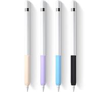 YINVA 4 PCS Grip Holder Compatible with Apple Pencil 1st Generation, Premium Silicone Ergonomic Case Cover Sleeve Accessories Compatible with iPad Pencil 1 Gen (Pink,Purple,Blue,Black)