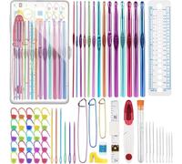 YINVA 59Pcs Crochet Hooks Set 14pcs Aluminum Crochet Hooks 20pcs Crochet Stitch Marker Knitting Accessories Tools with Case Crochet Kits for Beginners Adults 2.0mm-10.0mm