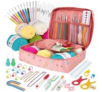 YINVA Crochet Hooks Set for Beginners Adults Crochet Kits Knitting Kit Ergonomic Metal Crochet Hooks Knitting Accessories Tools Crochet Wool Yarn Storage Case Needles Crochet Starter Kit