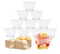 YINVA Mini Dessert Cups 2oz/60ml 50Pcs Plastic Dessert Cups Square Reusable Dessert Cup for Pudding Mousse Party