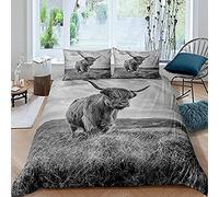 Yinxing 3D Bedding Sets Quilt Duvet Cover Set Children'S Highland cow cattle forest animal BeddingDouble(200x200 cm), 3 piece set 1 piece quilt cover + 2 piece matching pillowcase