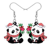 YINYA Acrylic Cute Christmas Hat Panda Earrings Dangle Drop Bear Animals Jewelry for Women Gifts Charms Decor, M, Acrylic, No Gemstone