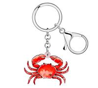 YINYA Acrylic Cute Crab Keychains Keyring Ocean Animals Jewellery for Women Girls Kids Sea Life Gifts Car Keys BackPacks Charms (Red)
