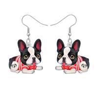 YINYA Acrylic Cute French Bulldog Earrings Dangle Drop Pets Jewelry Funny Gifts for Women Girls Kids Dog Lovers Party Favors Decor (Black)