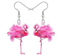 YINYA Acrylic Fashion Anime Pink Flamingo Earrings Birds Animals Dangle Jewelry Fun Gifts for Women Girls Kids Charms Party Favors (Rose)