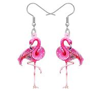 YINYA Acrylic Fashion Anime Pink Flamingo Earrings Birds Animals Dangle Jewelry Fun Gifts for Women Girls Kids Charms Party Favors (Pink)