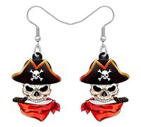 YINYA Acrylic Halloween Fun Pirate Skull Earrings Dangle Sword Jewelry Gifts for Women Party Favors Spooky Season, M, Acrylic, No Gemstone