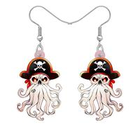 YINYA Acrylic Halloween Fun Pirate Skull Earrings Dangle Sword Jewelry Gifts for Women Party Favors Spooky Season, M, Acrylic, No Gemstone